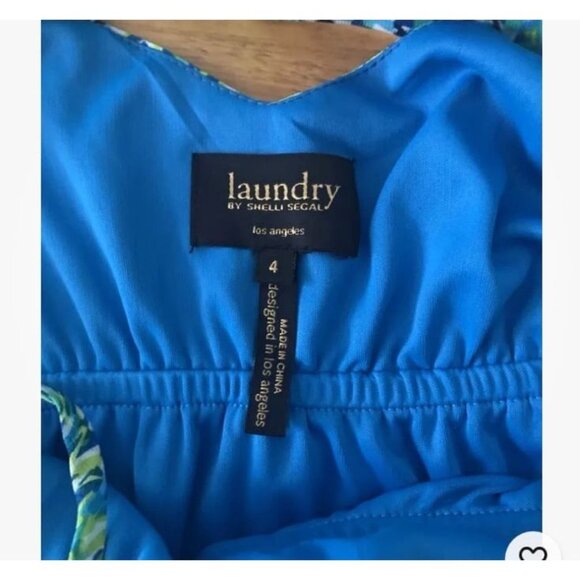 Laundry by Shelli Segal NWT $168 Diva Blue Strappy Dress Size 4 Hi-Lo Wrap Flowy - Picture 11 of 12